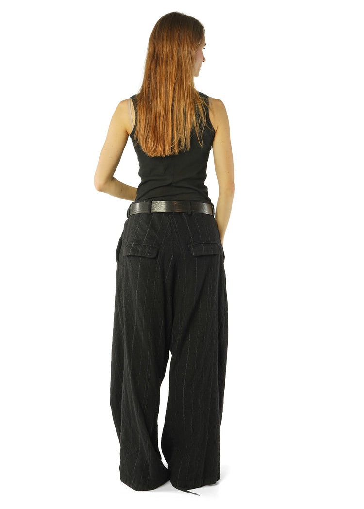 CL DROP-CROTCH PINSTRIPE WOOL TROUSER