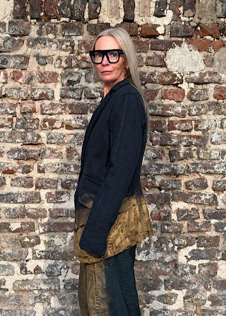 CL GOLD-PAINTED PINSTRIPE WOOL JACKET