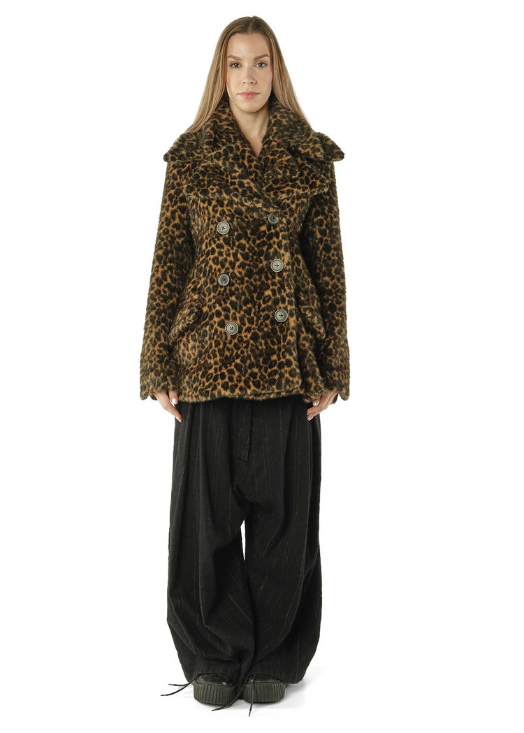 CL LEOPARD FAUX FUR COAT