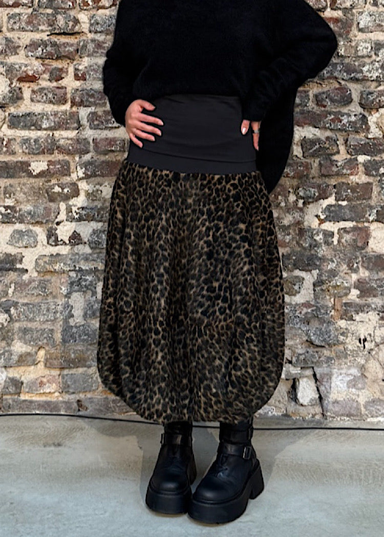 FAUX FUR LEO BALLOON SKIRT