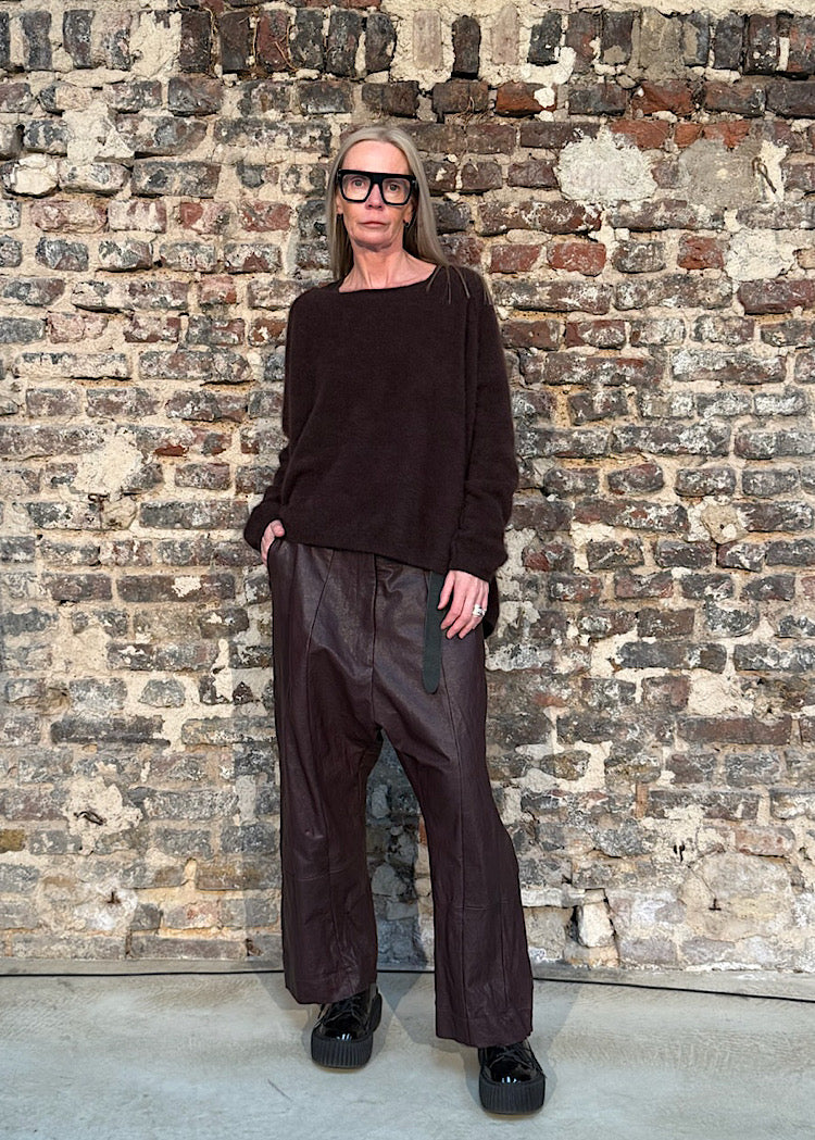 WIDE-LEG LEATHER TROUSER