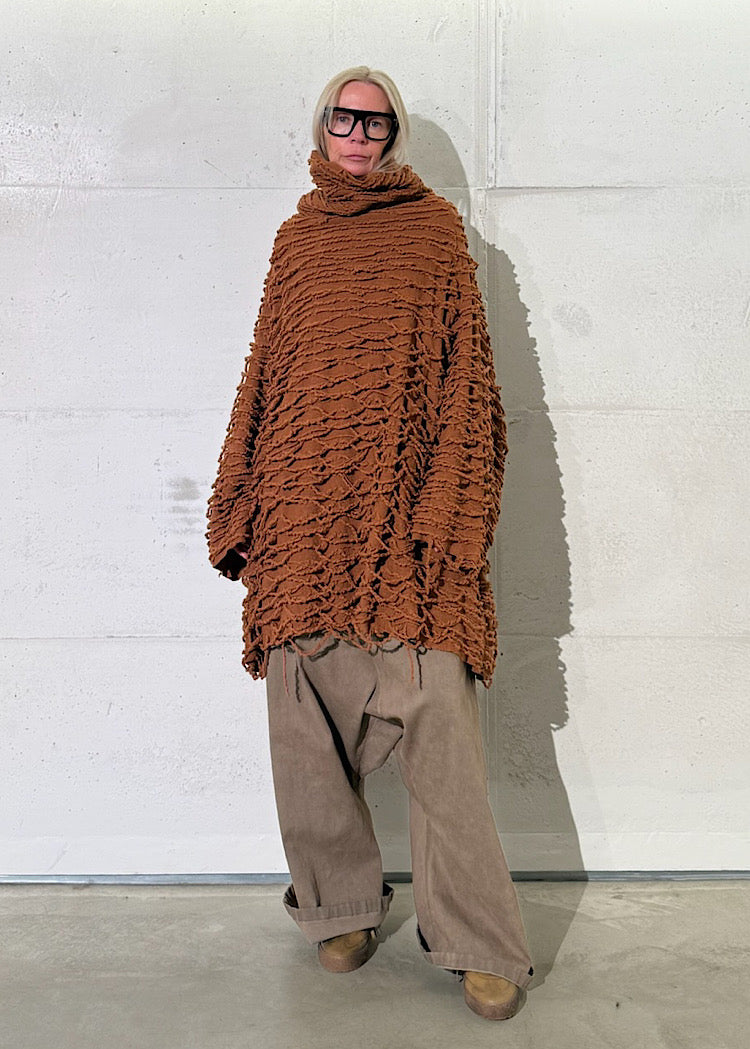 LADDERED SOFTFELT WOOL TUNIC
