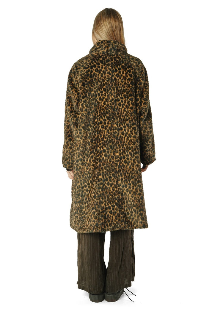 CL OVERSIZED FAUX FUR LEOPARD PRINT COAT