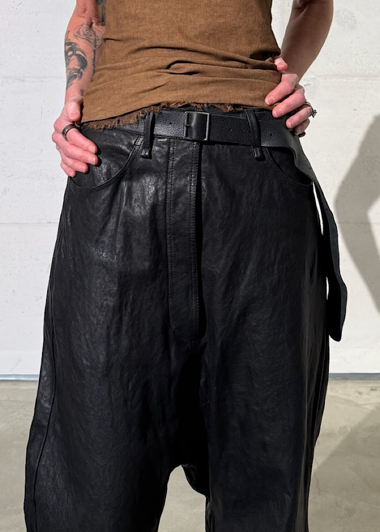 WIDE-LEG LAMB LEATHER TROUSER