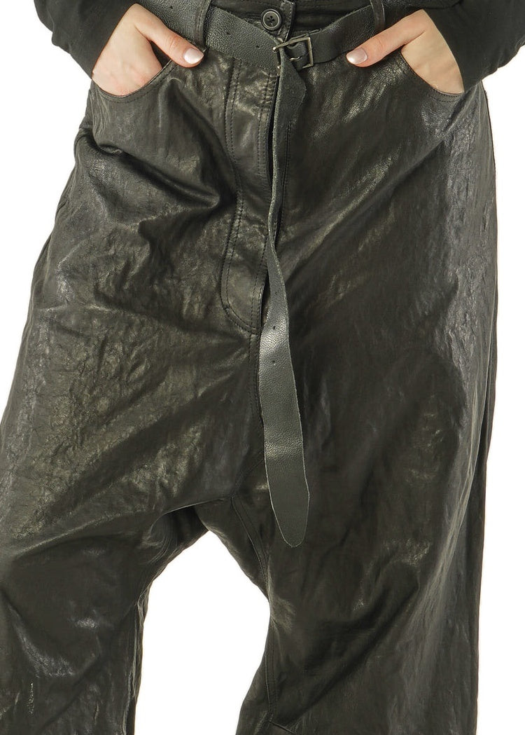 WIDE-LEG LAMB LEATHER TROUSER