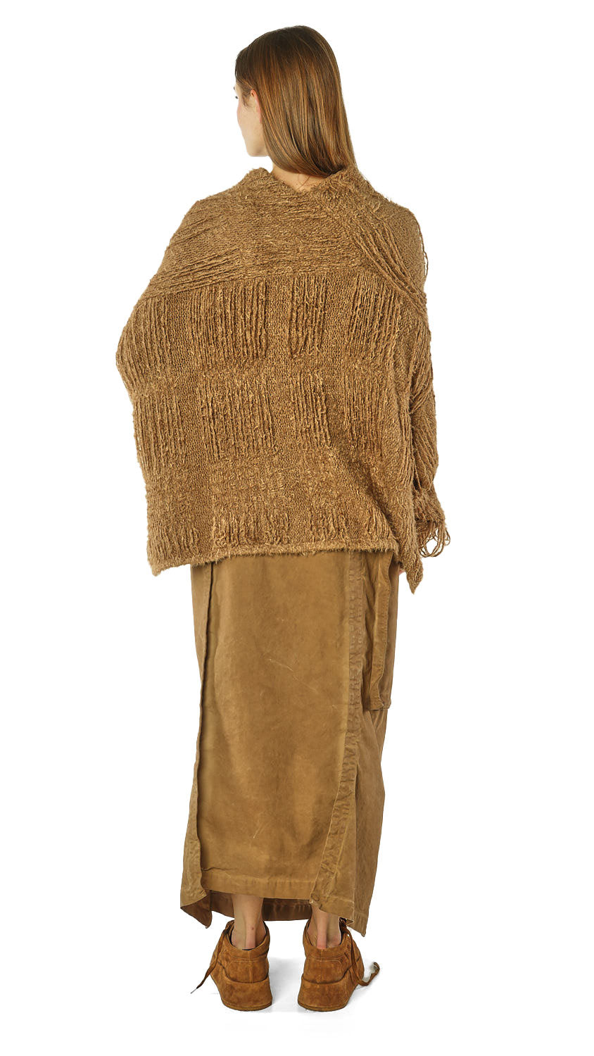 LADDERED SILK KNIT PULLOVER