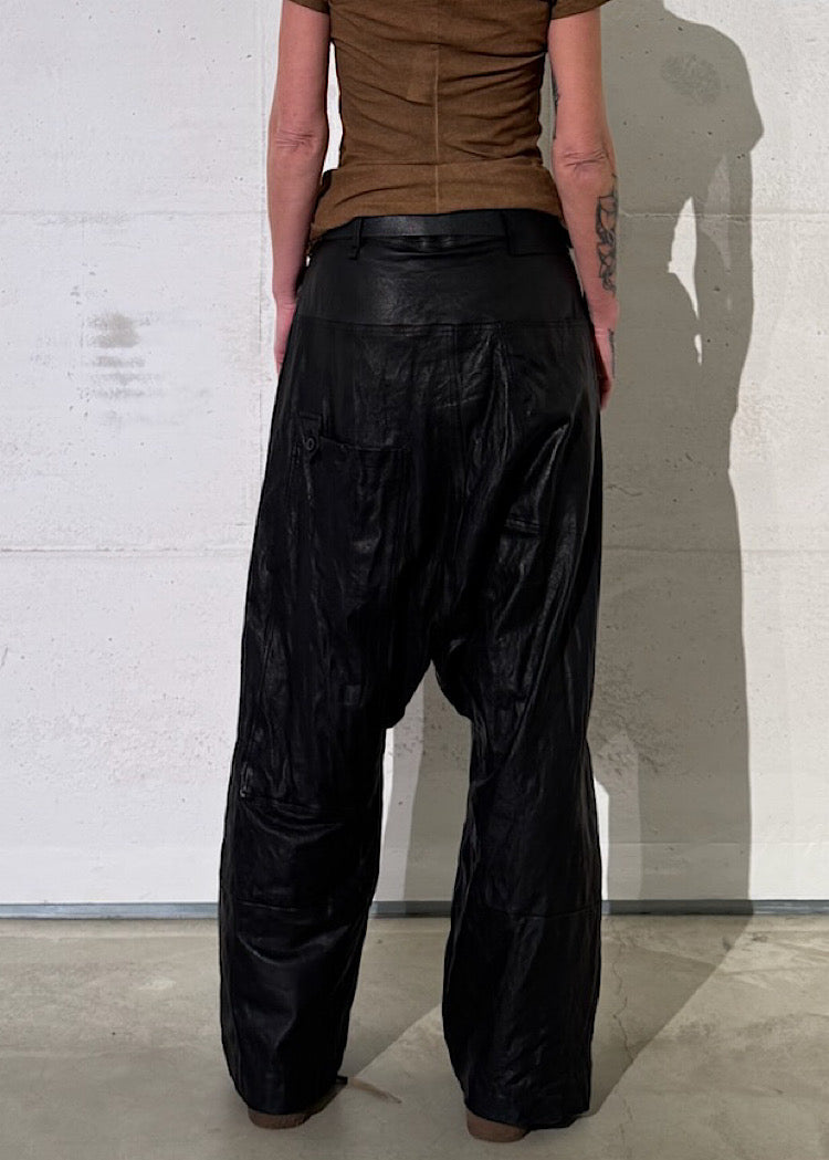 WIDE-LEG LAMB LEATHER TROUSER