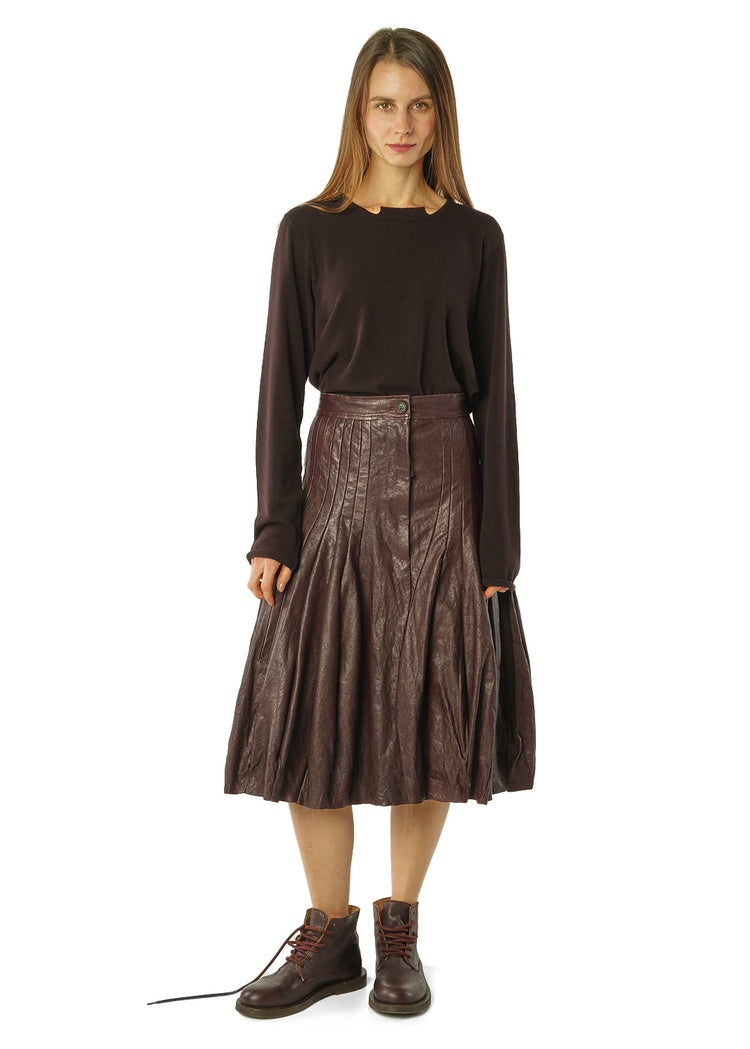 CL PANELLED LEATHER A-LINE SKIRT