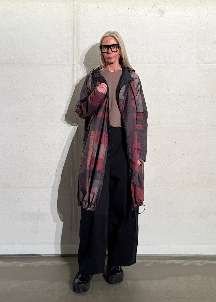TECHNICAL RAIN COAT *BLACK* (Shown in CHECK MULTICOLOUR)