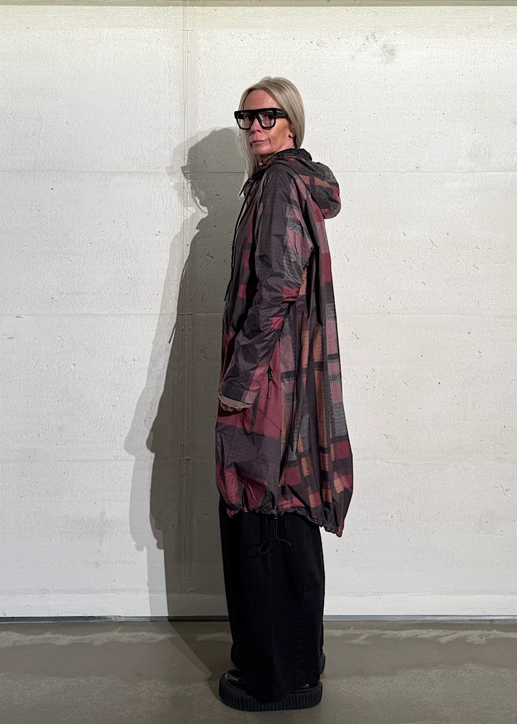 TECHNICAL RAIN COAT *BLACK* (Shown in CHECK MULTICOLOUR)