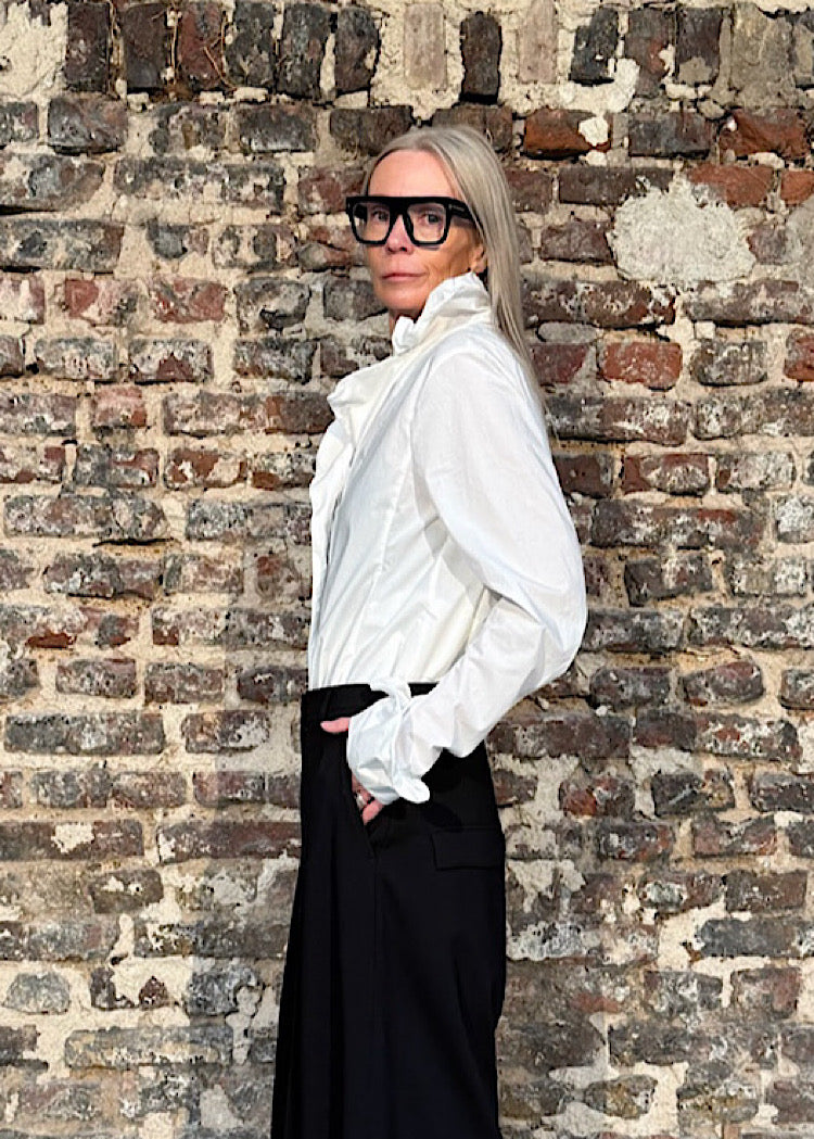 CL RUFFLE-COLLAR COTTON POPLIN BLOUSE