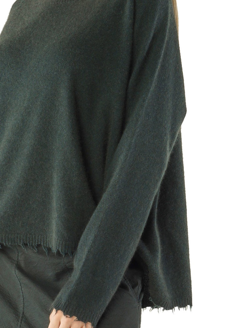 DISTRESSED-EDGE KNIT PULLOVER