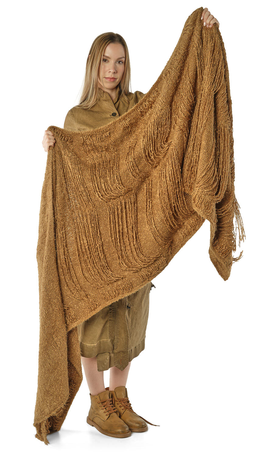 LADDERED SILK KNIT SCARF