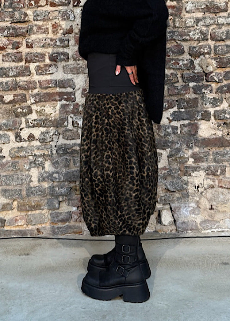 CL FAUX FUR LEOPARD BALLOON SKIRT