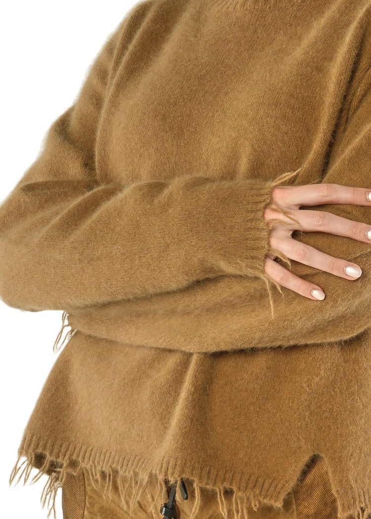 SLIT-HEM BRUSHED FOX-WOOL PULLOVER