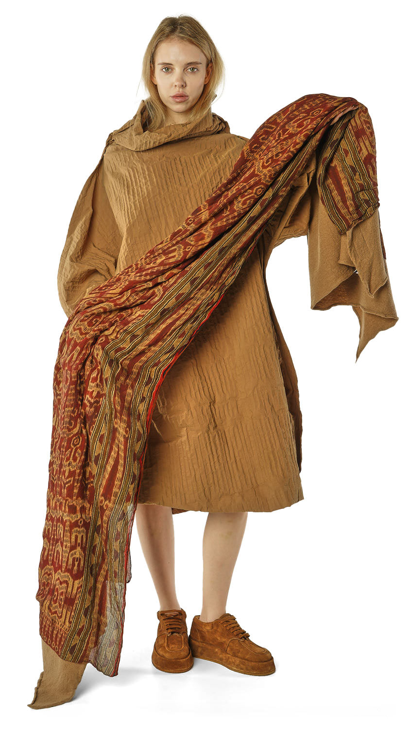 PRINTED MODAL-WOOL KNIT SCARF