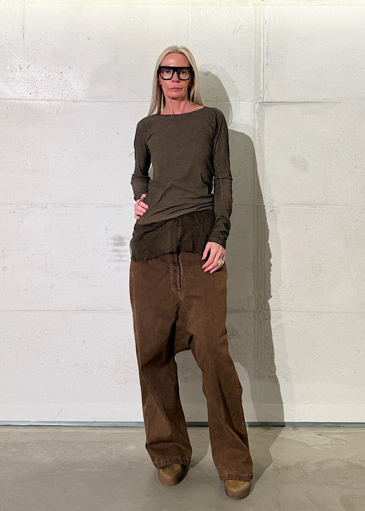 MESH-HEM RIB JERSEY TOP