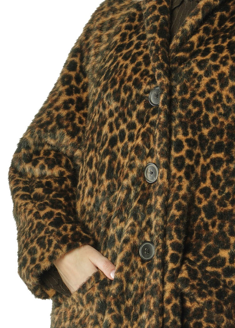 CL OVERSIZED FAUX FUR LEOPARD PRINT COAT