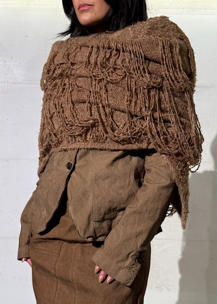 LADDERED SILK KNIT SCARF