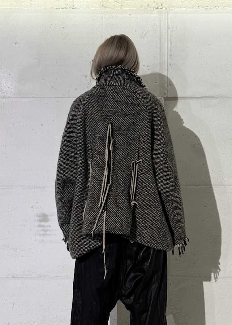 DRAPED CHECK WOOL JACKET