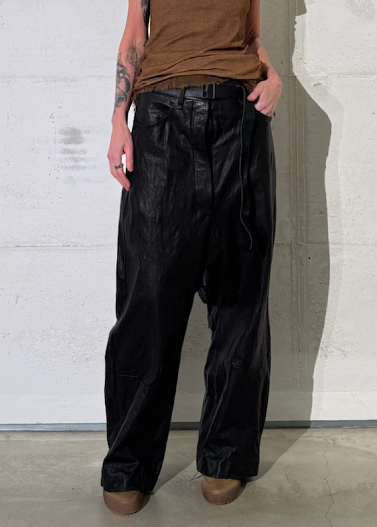WIDE-LEG LAMB LEATHER TROUSER