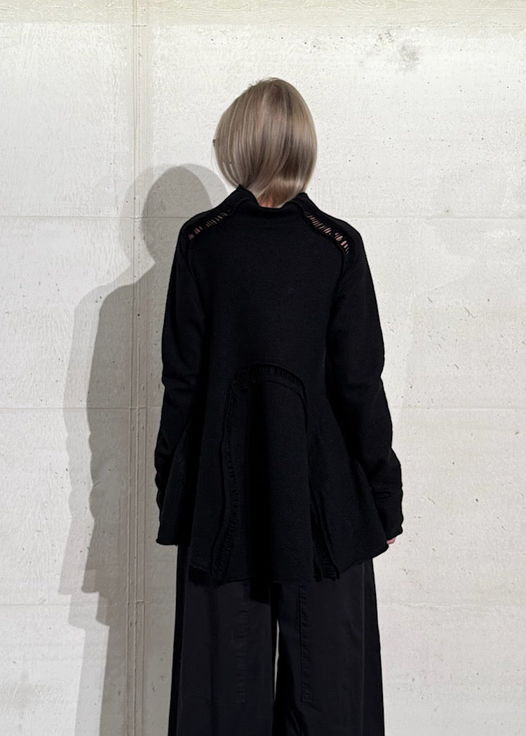 CL FLARED BOILED WOOL CARDIGAN