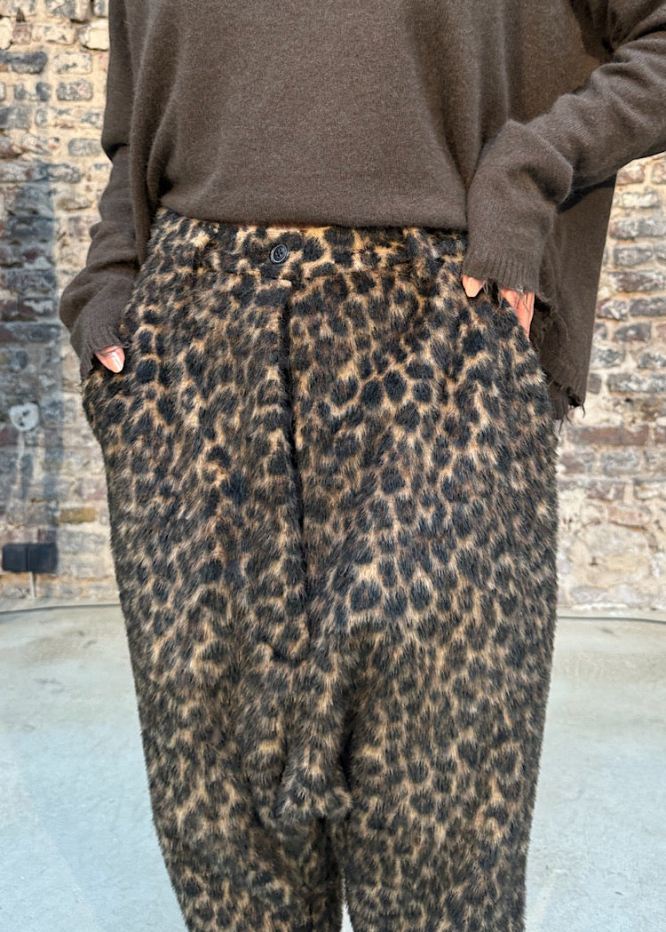 CL FAUX FUR LEOPARD TROUSER