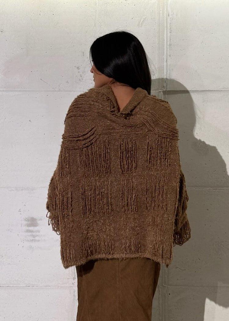 LADDERED SILK KNIT PULLOVER