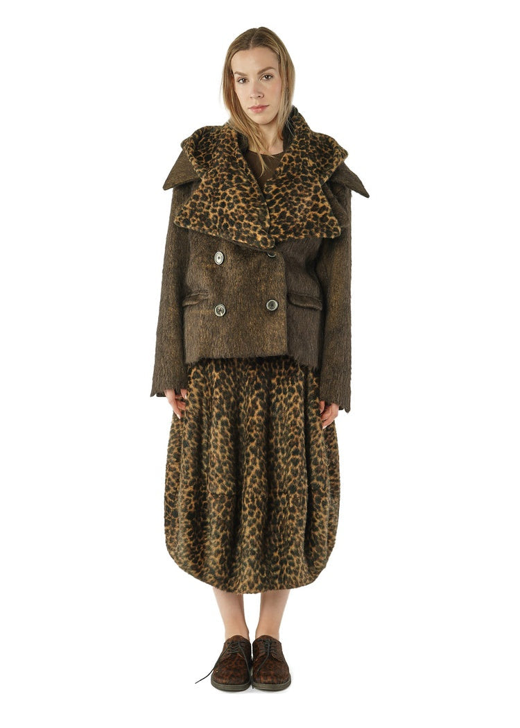 CL OVERSIZED LONG-HAIR WOOL JACKET WITH DETACHABLE LEOPARD COLLAR