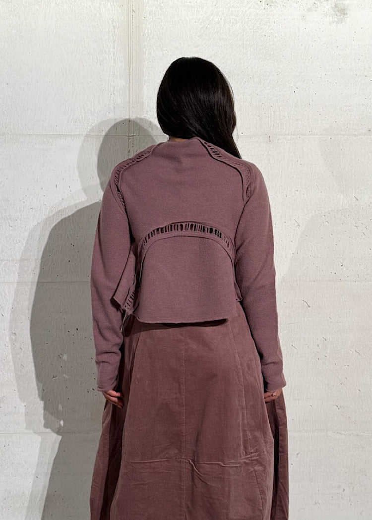 CROPPED BOILED WOOL CARDIGAN