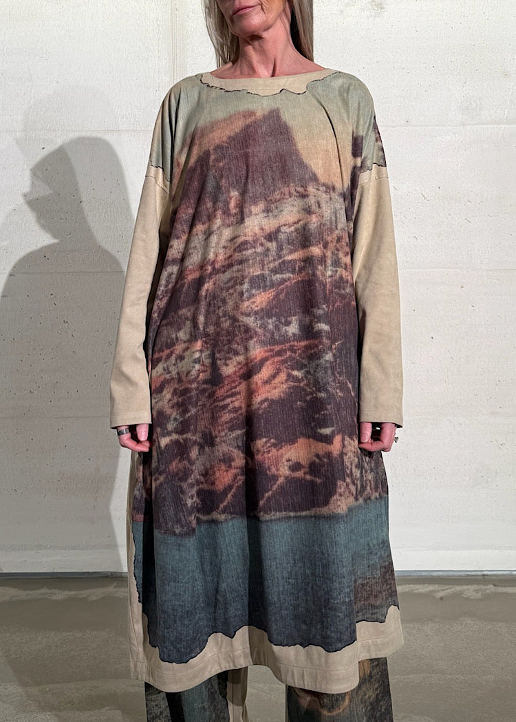 CL LANDSCAPE PRINT BALLOON DRESS