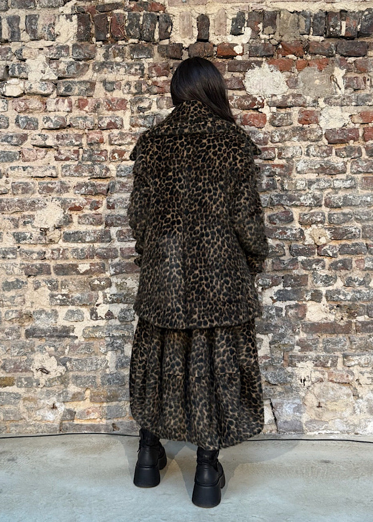 CL LEOPARD FAUX FUR COAT