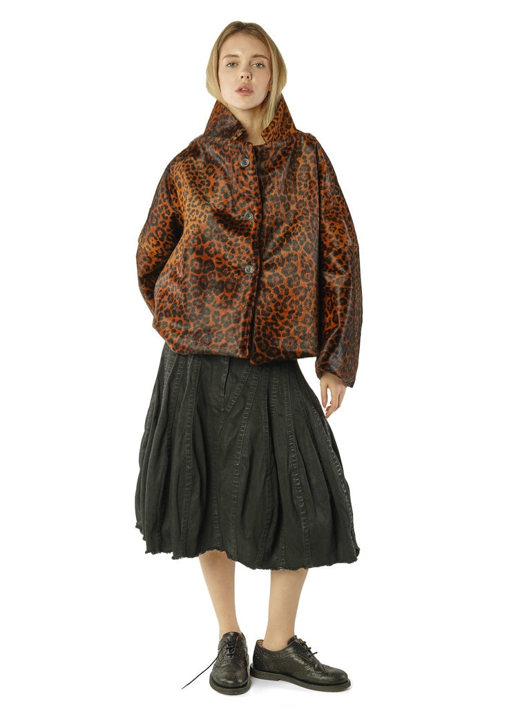 CL LEOPARD LEATHER COCOON JACKET