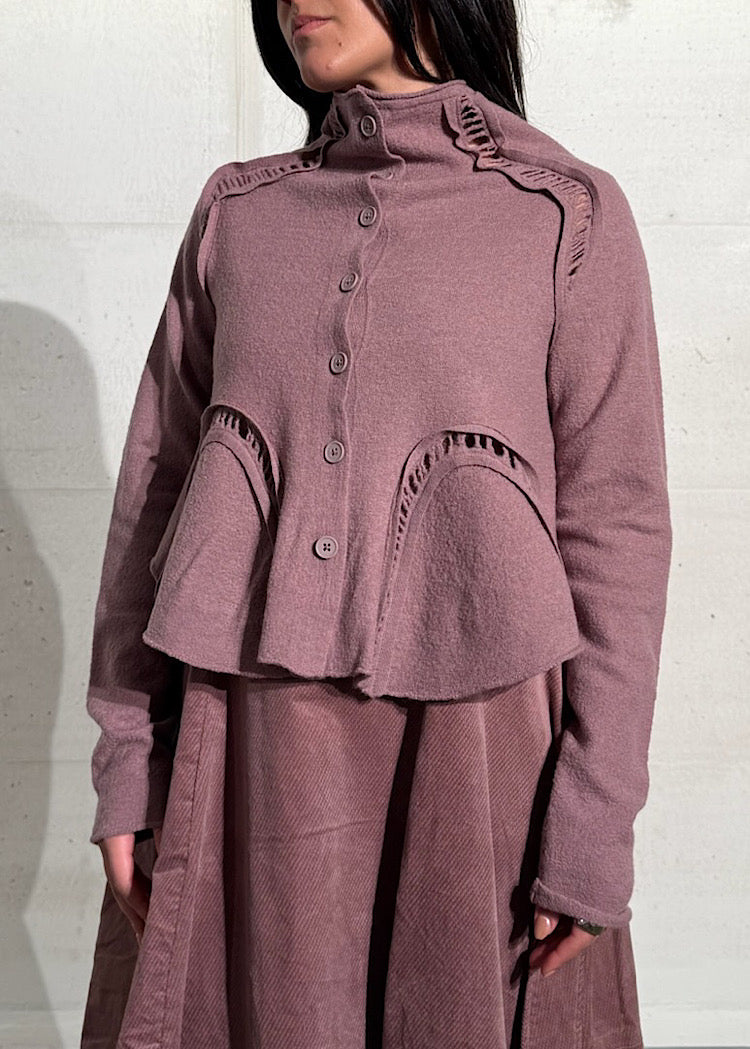 CROPPED BOILED WOOL CARDIGAN