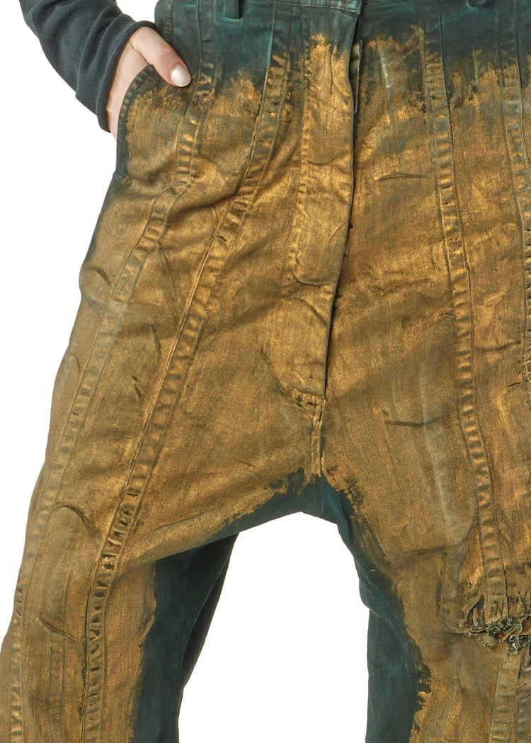 GOLD-PAINTED STRAIGHT-LEG DENIM TROUSER