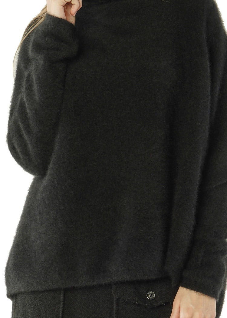 BRUSHED FUNNEL NECK PULLOVER