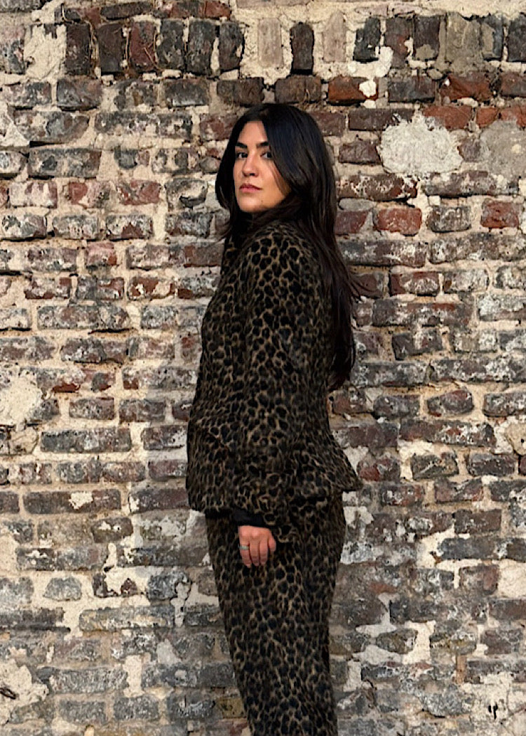 STAND-COLLAR FAUX FUR LEO JACKET
