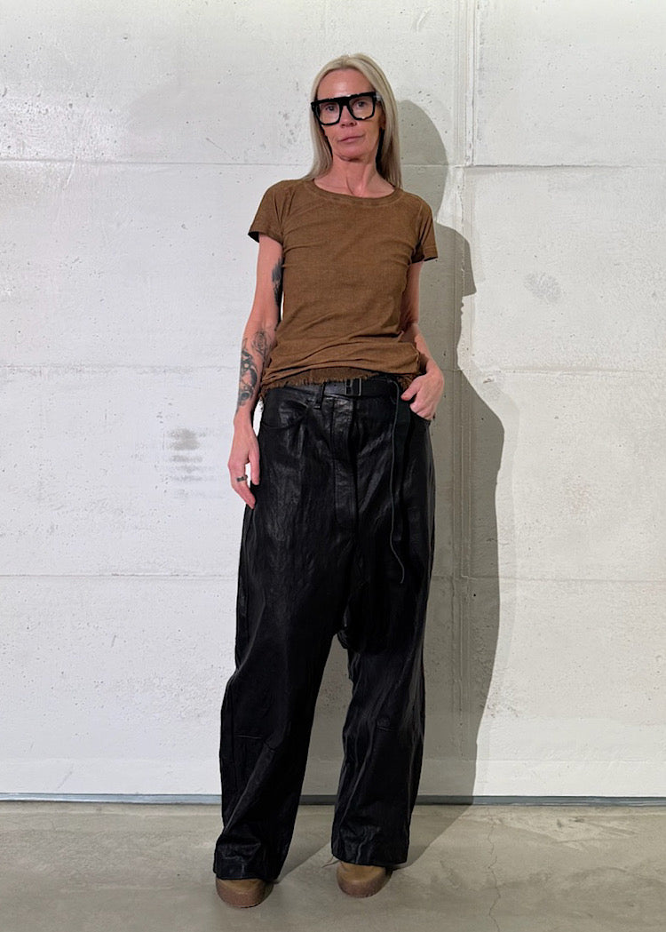 WIDE-LEG LAMB LEATHER TROUSER