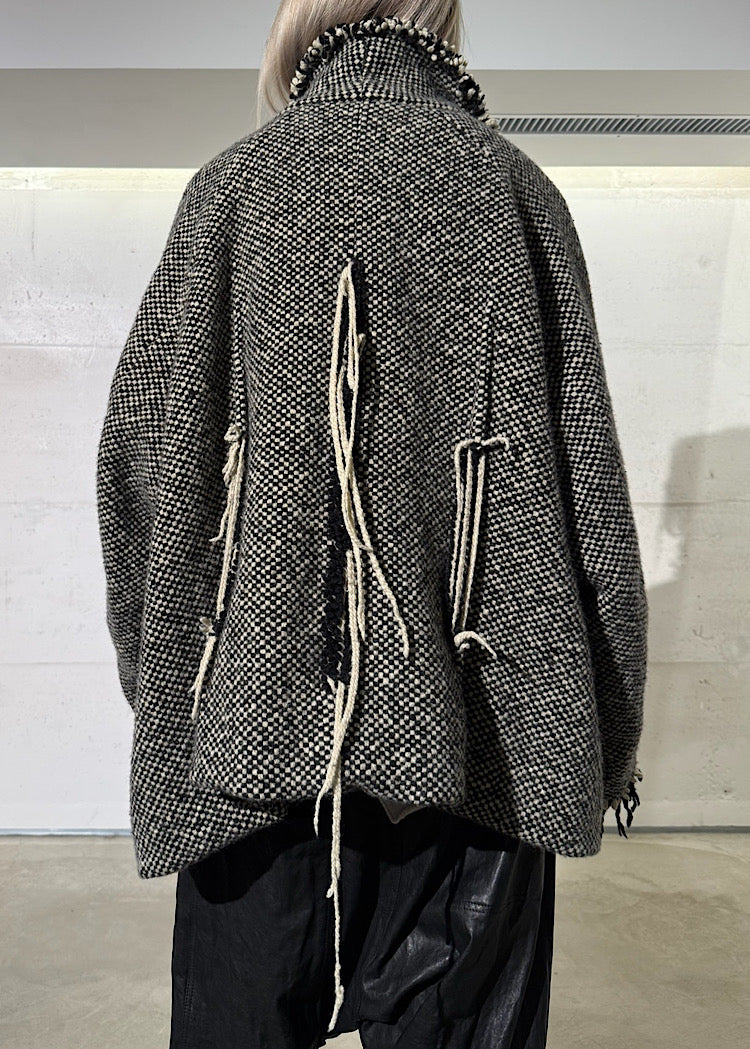 DRAPED CHECK WOOL JACKET