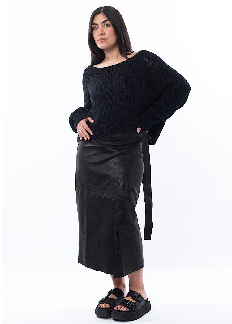 SORT AARHUS LEATHER SKIRT